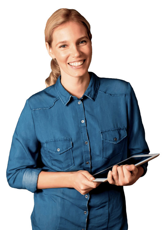 Bewerberin mit Tablet